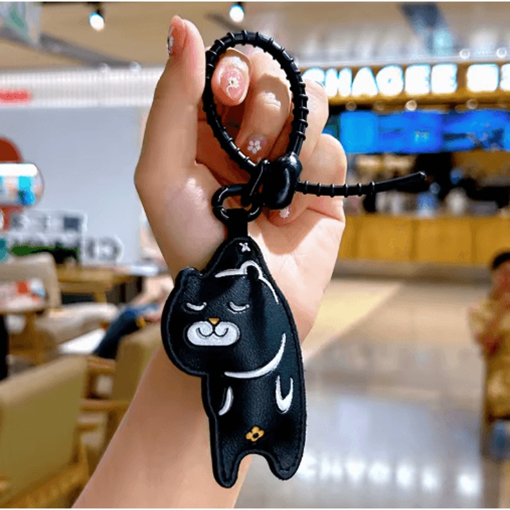 Cute Cartoon Cat Leather Keychain Stylish Bag Charm Gift For Cat Lovers 4