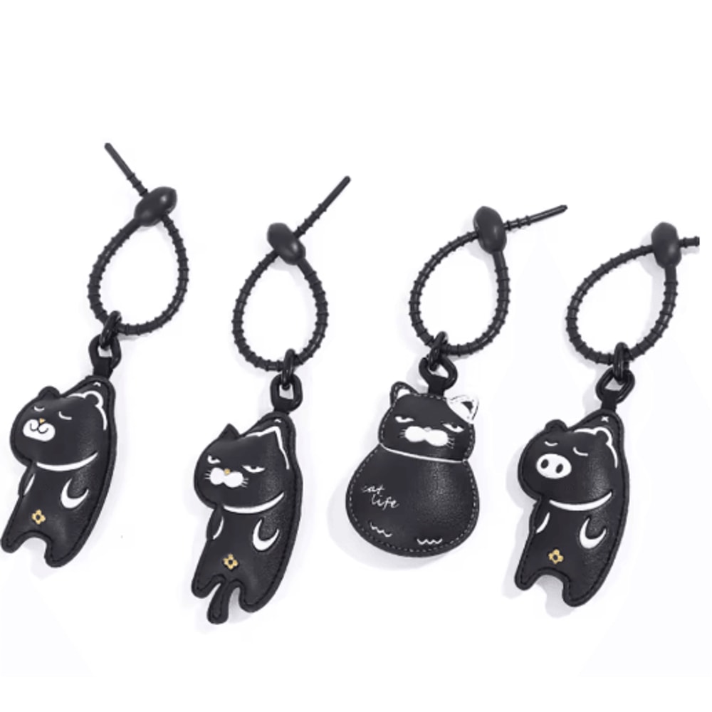 Cute Cartoon Cat Leather Keychain Stylish Bag Charm Gift For Cat Lovers 9
