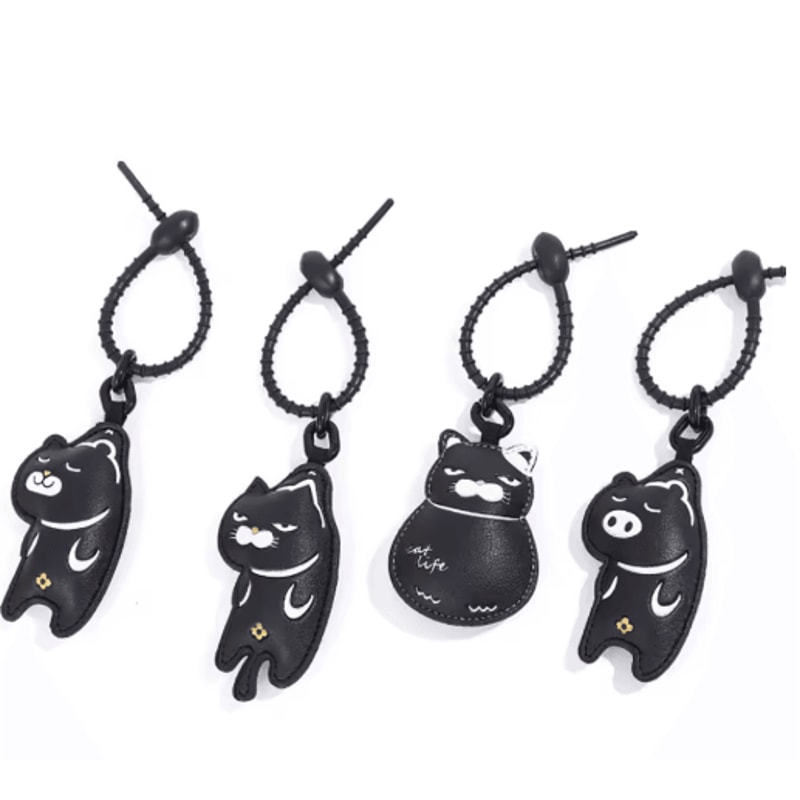 Cute Cartoon Cat Leather Keychain Stylish Bag Charm Gift For Cat Lovers 9
