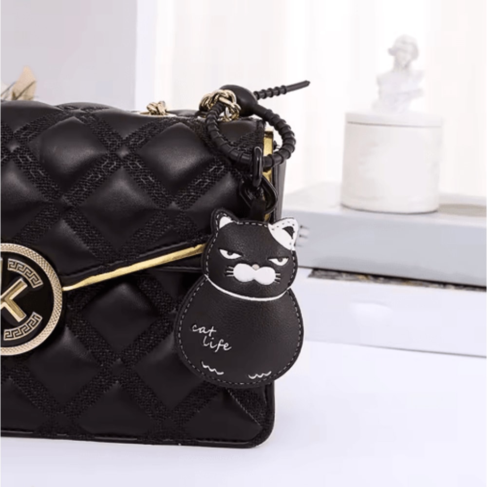 Cute Cartoon Cat Leather Keychain Stylish Bag Charm Gift For Cat Lovers 8