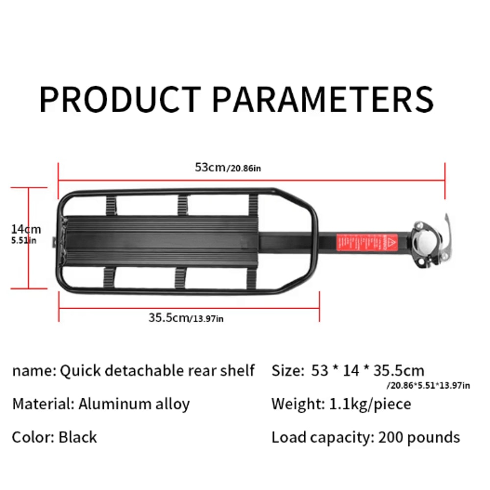 Aluminum Bike Rear Rack Carrier Quick Release Mountain Bicycle Luggage Shelf 4