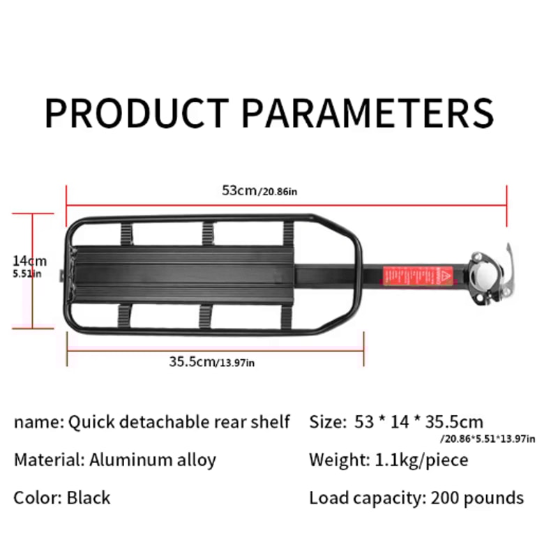 Aluminum Bike Rear Rack Carrier Quick Release Mountain Bicycle Luggage Shelf 4