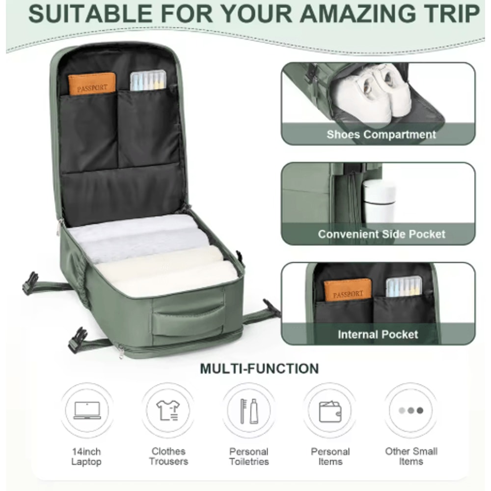 Ryanair Cabin Backpack 40by30by20 Airline Approved CarryOn Laptop Travel Bag 8