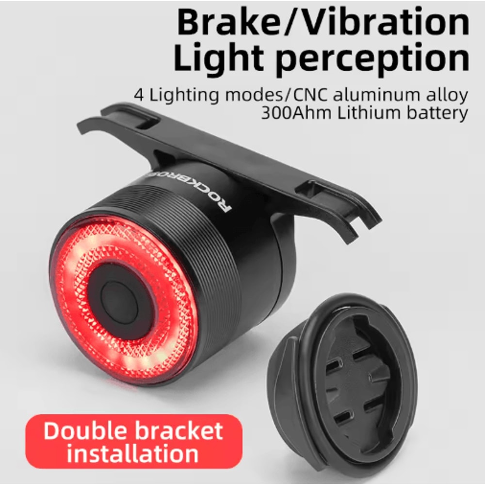 ROCKBROS Smart Brake Bicycle Tail Light USB Rechargeable Waterproof Cycling Safety Light 1