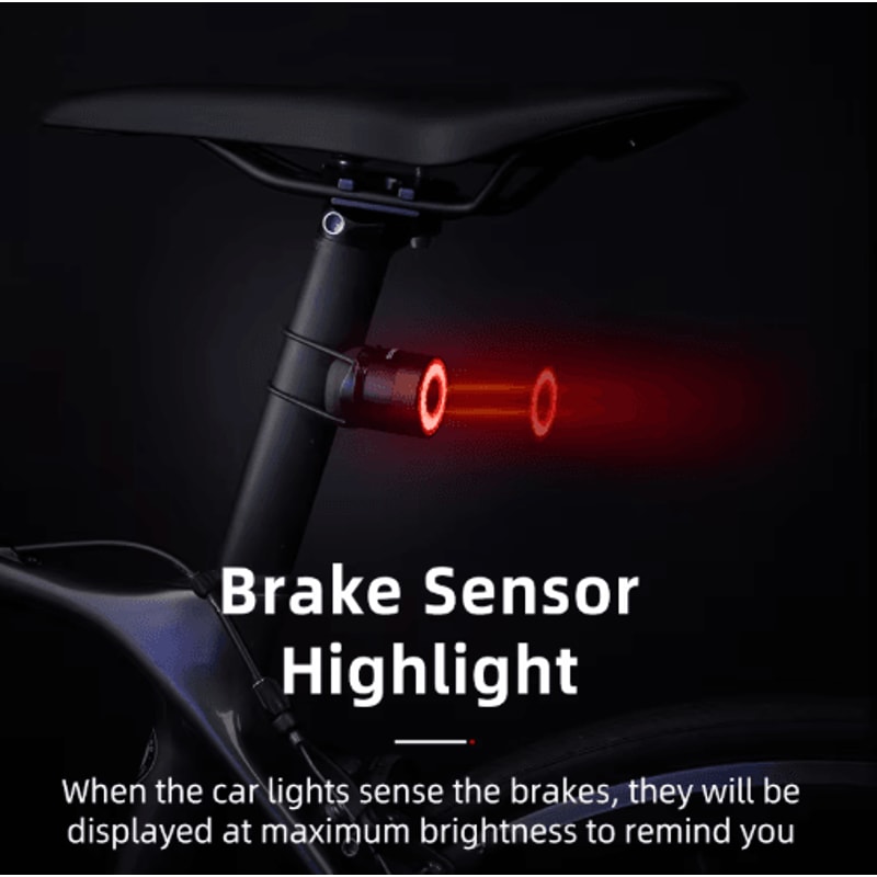 ROCKBROS Smart Brake Bicycle Tail Light USB Rechargeable Waterproof Cycling Safety Light 5