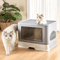 Foldable Enclosed Cat Litter Box Top Entry Odor Control Kitty Toilet With Scoop 5