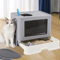 Foldable Enclosed Cat Litter Box Top Entry Odor Control Kitty Toilet With Scoop 0