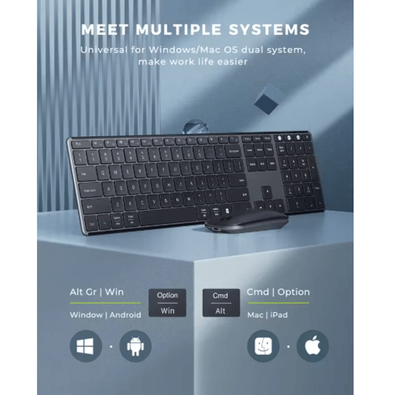 Seenda Bluetooth Keyboard And Mouse Combo MultiDevice Rechargeable Slim Wireless Set 6