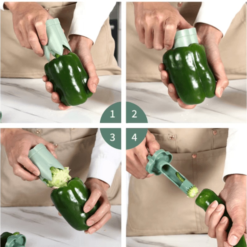 2in1 Fruit Pepper Corer Tool Easy Seed Remover Kitchen Utensil 7