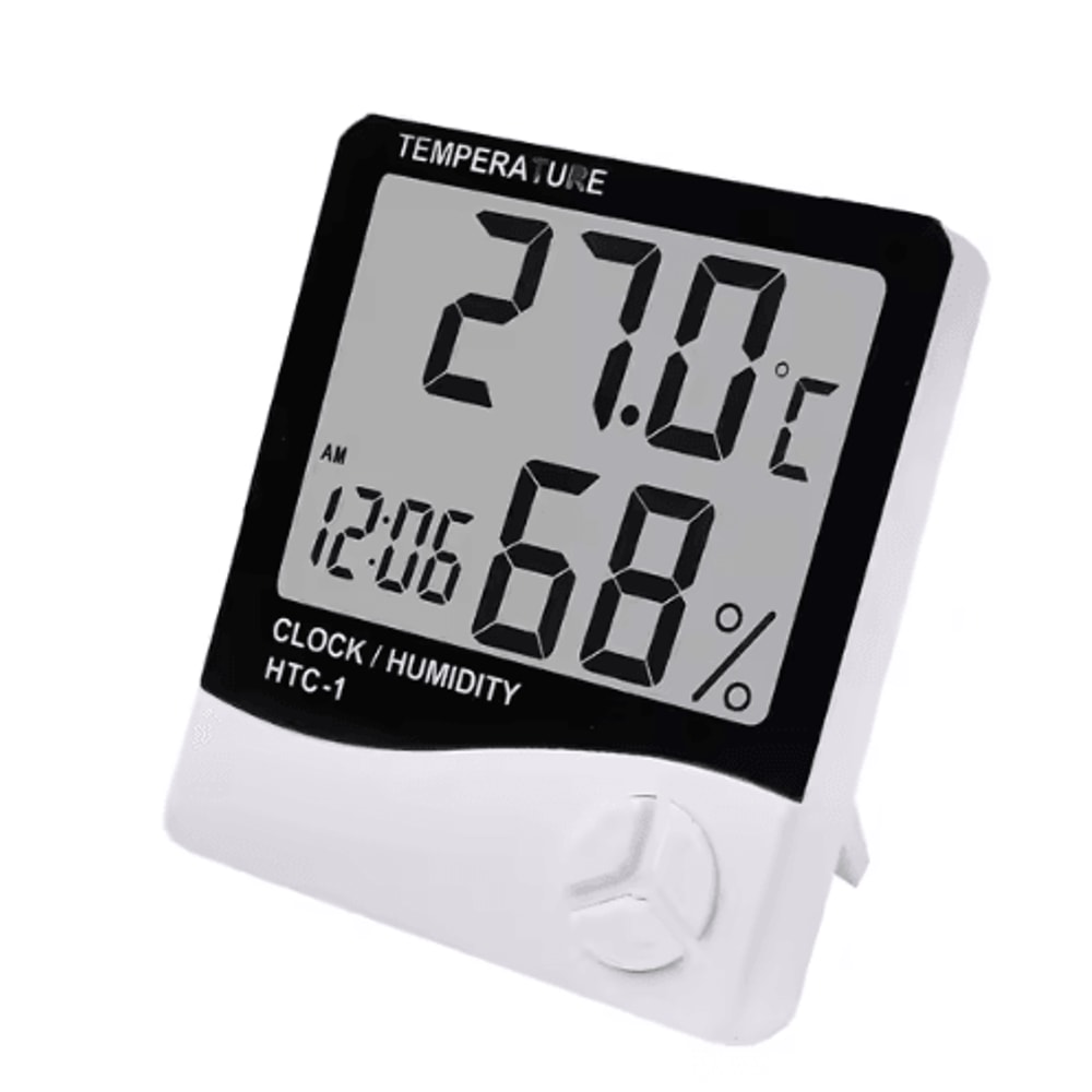 LCD Digital Thermometer Hygrometer Indoor Outdoor Temperature Humidity Monitor With Clock 1