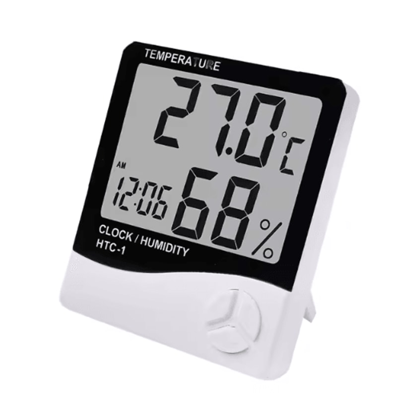 LCD Digital Thermometer Hygrometer Indoor Outdoor Temperature Humidity Monitor With Clock 1