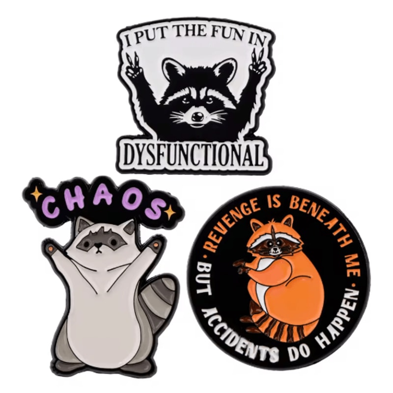 Cute Raccoon Enamel Pin Funny Animal Brooch Lapel Badge For Bags Outfits 1