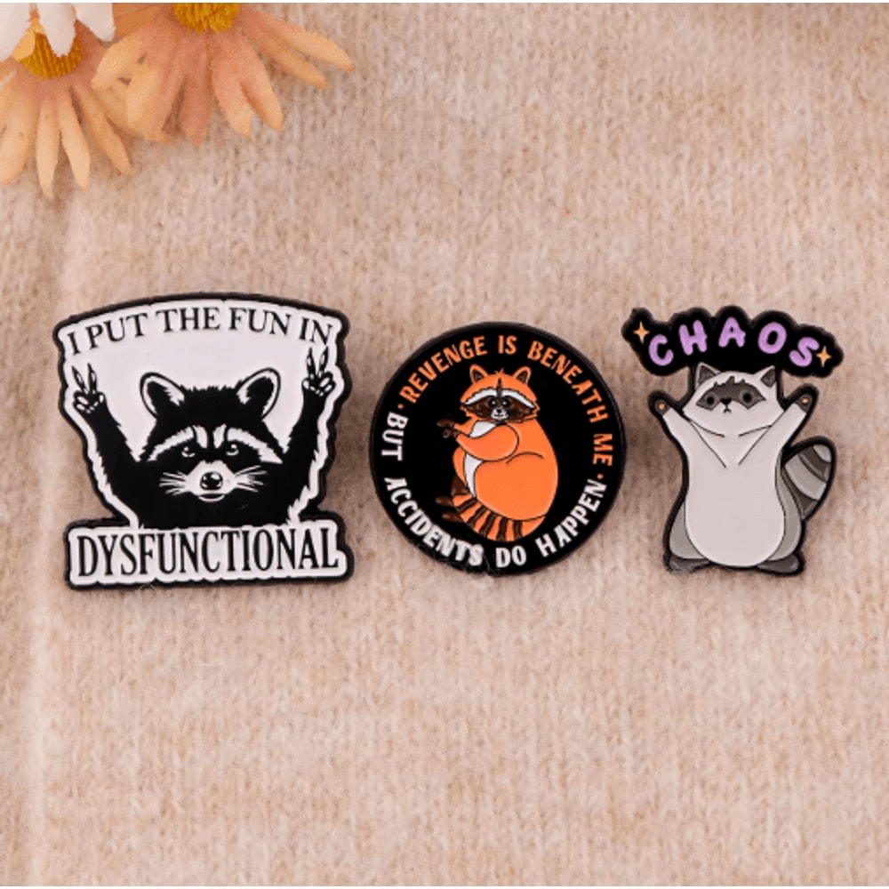 Cute Raccoon Enamel Pin Funny Animal Brooch Lapel Badge For Bags Outfits 5
