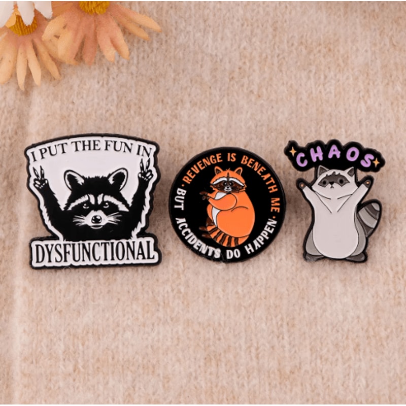 Cute Raccoon Enamel Pin Funny Animal Brooch Lapel Badge For Bags Outfits 5