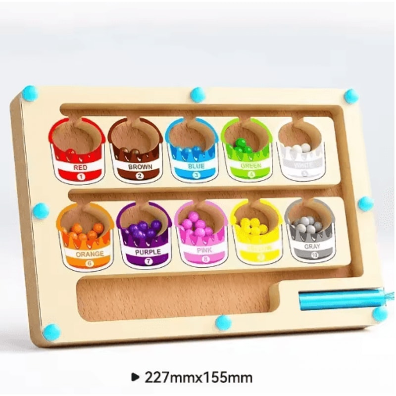 Montessori Magnetic Color Sorting Maze Wooden Educational Sensory Toy For Kids 3