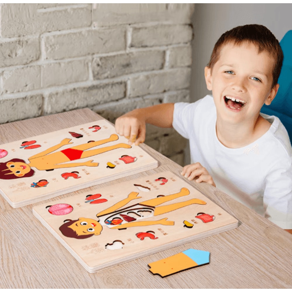 Montessori Human Body Busy Board Educational Puzzle Body Parts Learning Toy For Toddlers 5