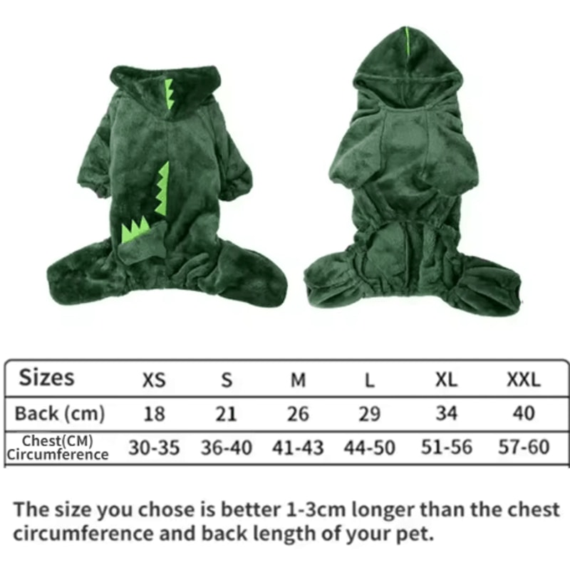 Blue Dinosaur Dog Winter Coat Warm Hooded Pet Jacket For Small Medium Dogs 1