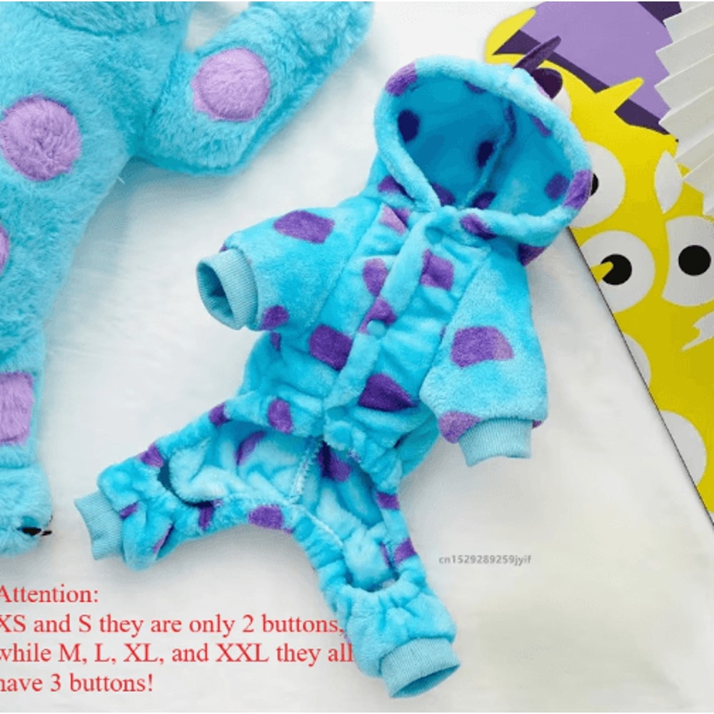 Blue Dinosaur Dog Winter Coat Warm Hooded Pet Jacket For Small Medium Dogs 4