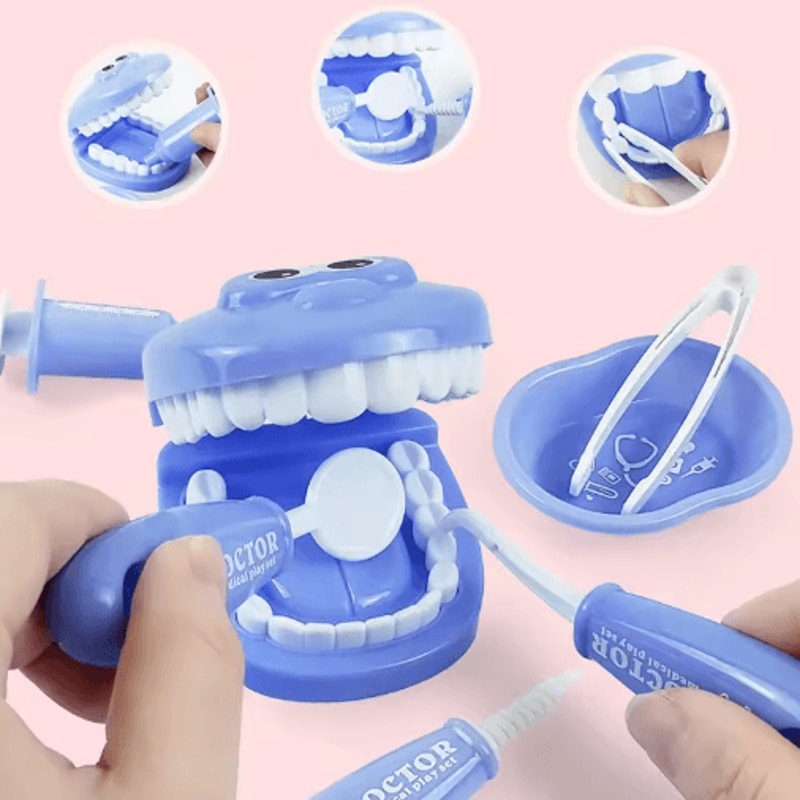 Montessori Doctor Dentist Play Set Kids Tooth Brushing Educational Role Play Toy 8