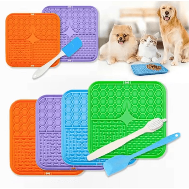 Silicone Dog Lick Mat Slow Feeder Anxiety Relief Training Feeding Plate 14