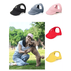 adjustable dog baseball cap cute pet sun hat with ear holes for outdoor use