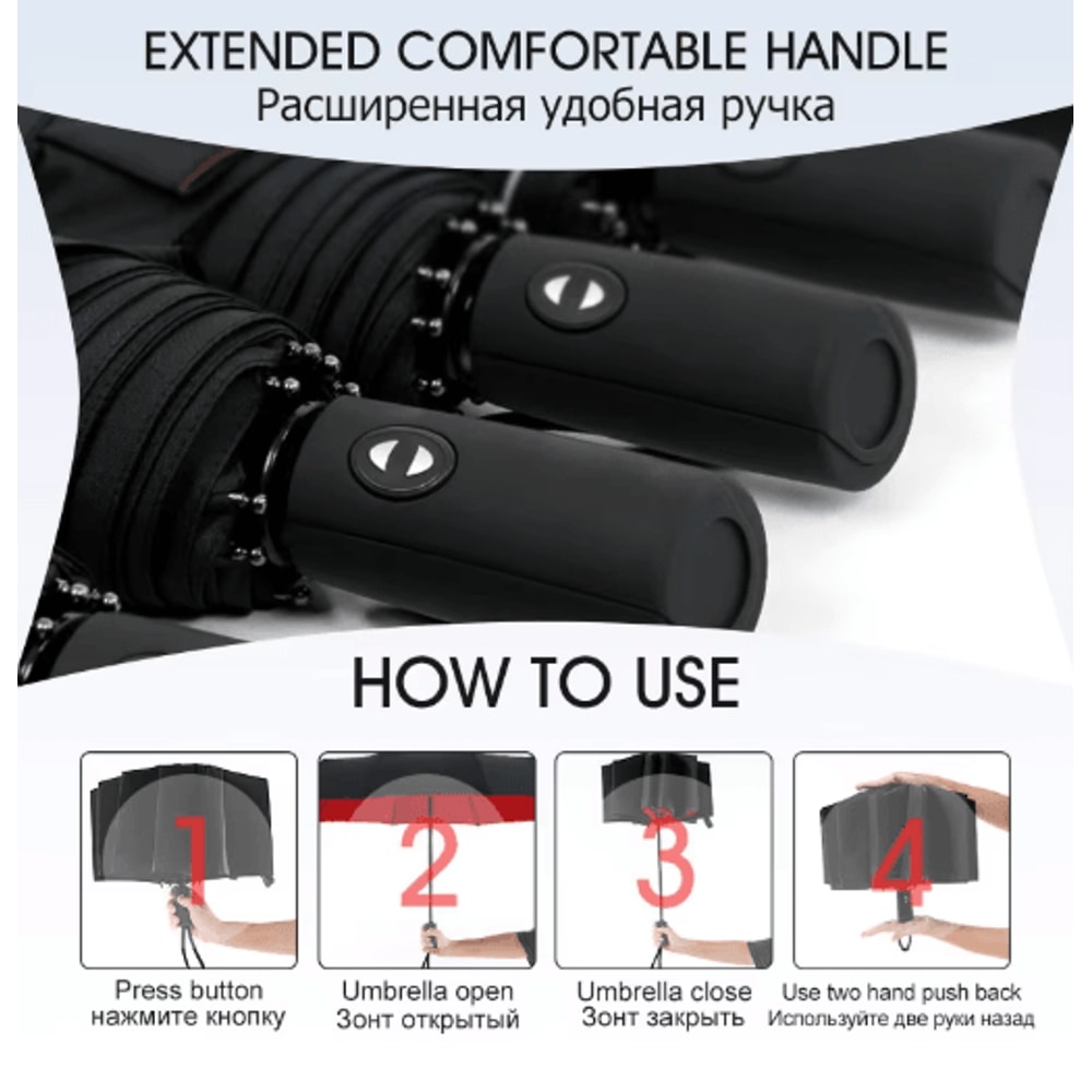 StormGuard Pro Automatic Windproof Umbrella Double Layer Travel Rain Shield 6