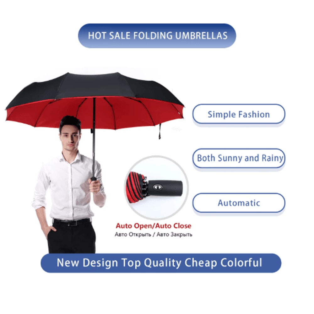 StormGuard Pro Automatic Windproof Umbrella Double Layer Travel Rain Shield 10