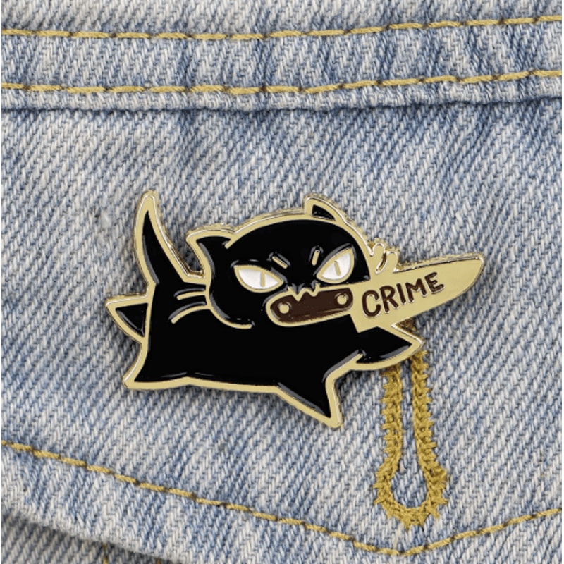 Funny Black Cat Enamel Pin Cute Animal Lapel Brooch For Bags Outfits 1