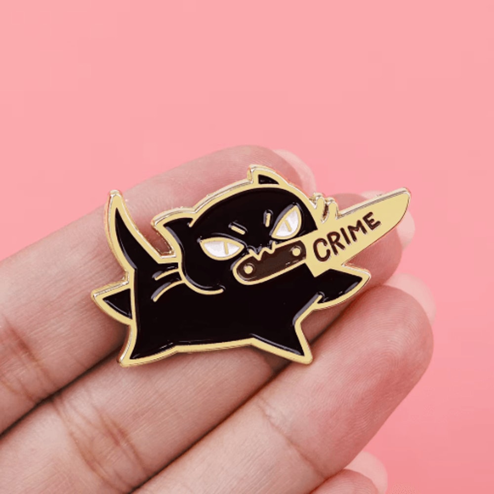 Funny Black Cat Enamel Pin Cute Animal Lapel Brooch For Bags Outfits 2
