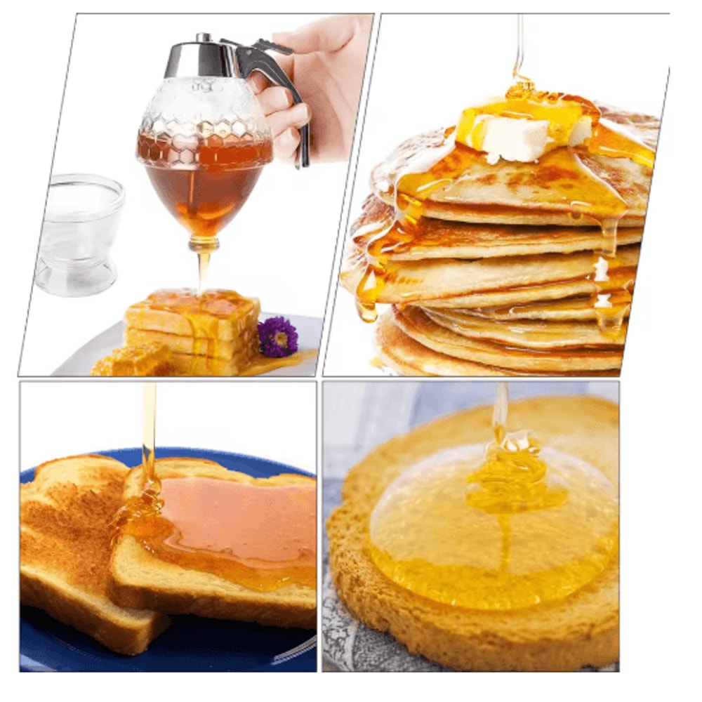 NoDrip Honey Dispenser Bottle Squeeze Syrup Jar With Stand For Easy Pouring 1