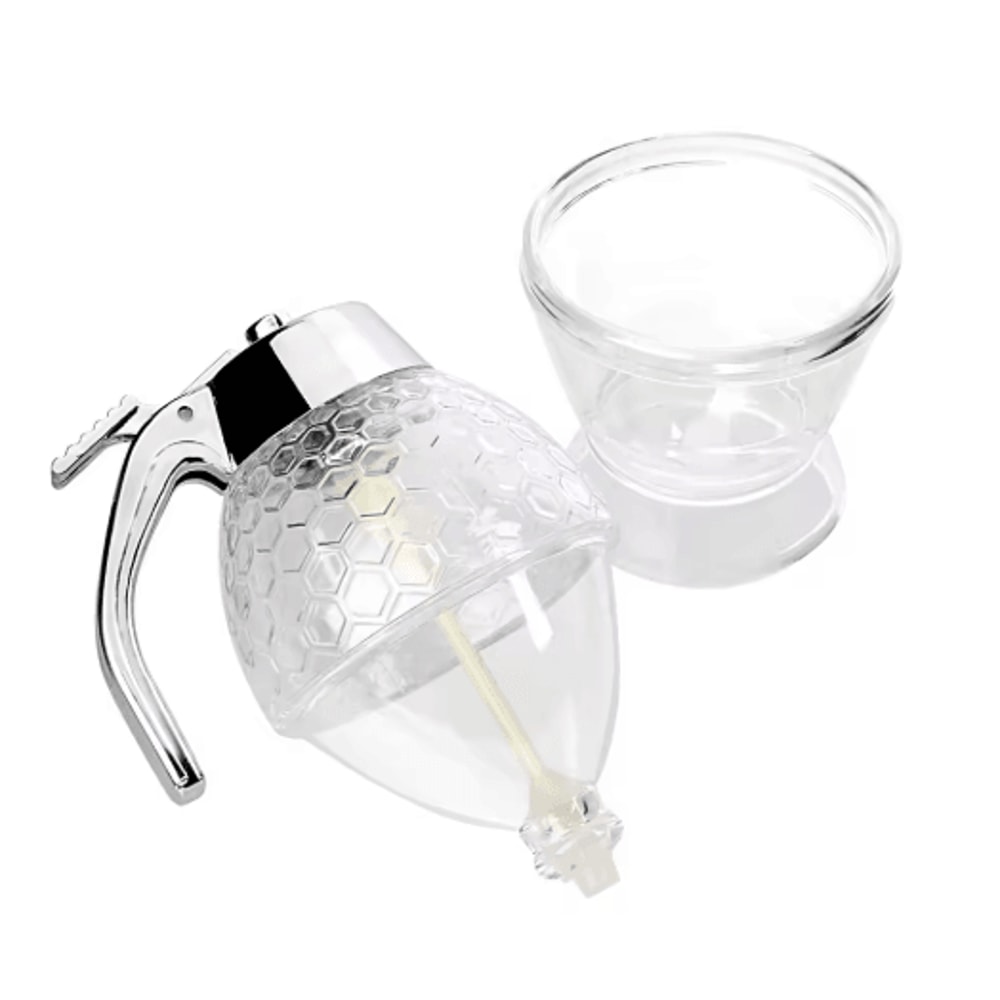NoDrip Honey Dispenser Bottle Squeeze Syrup Jar With Stand For Easy Pouring 2