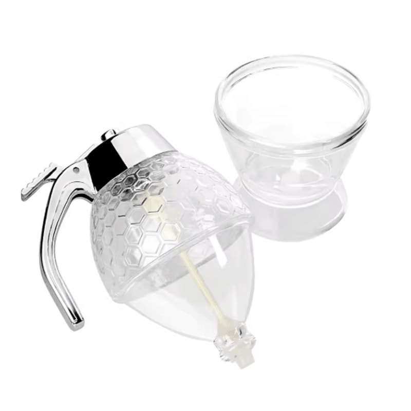 NoDrip Honey Dispenser Bottle Squeeze Syrup Jar With Stand For Easy Pouring 2
