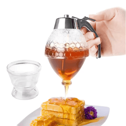 no-drip honey dispenser bottle squeeze syrup jar with stand for easy pouring