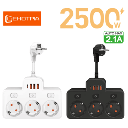 wall-mounted power strip with usb surge protected eu plug adapter with individual switches