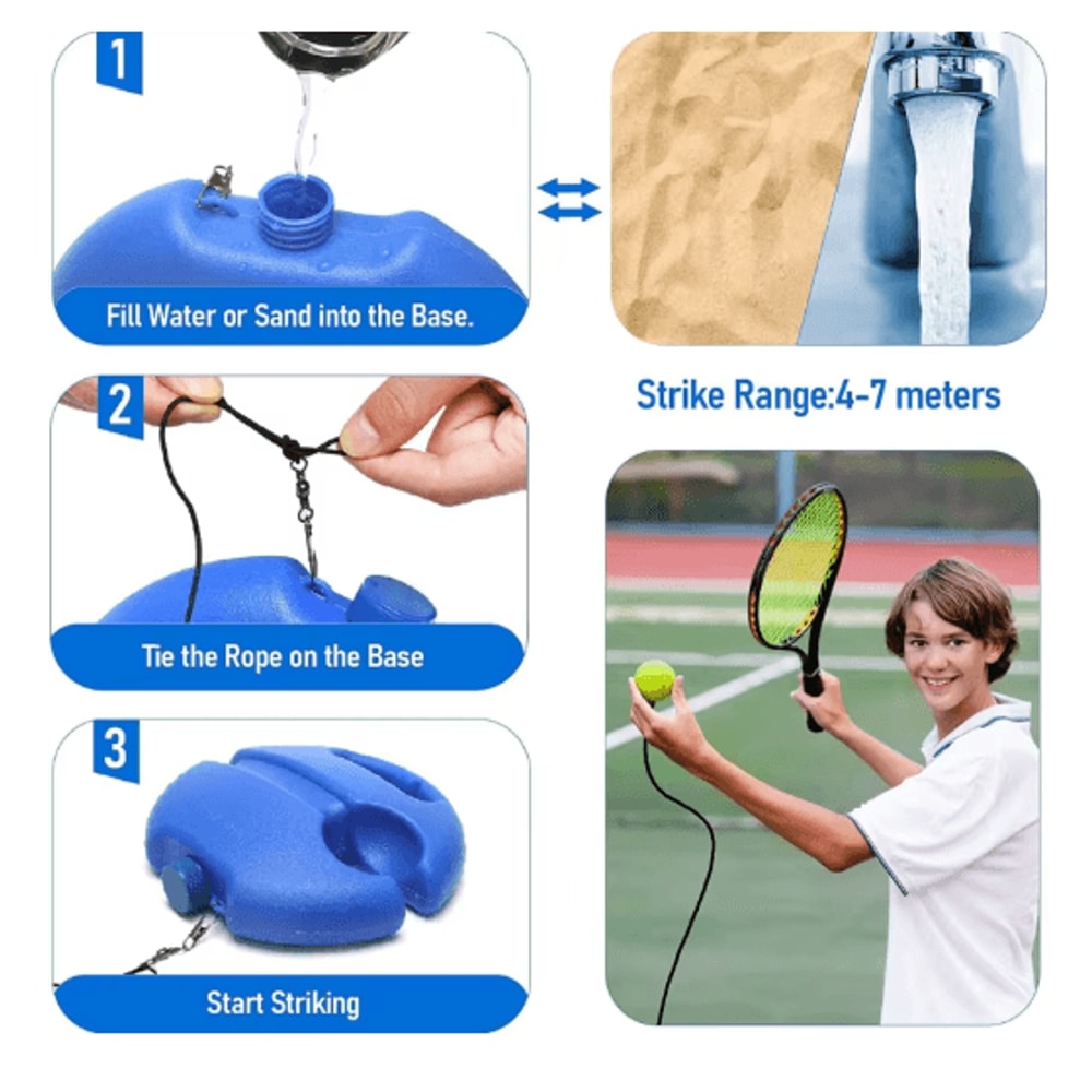 Solo Tennis Trainer Rebound Ball Self Practice Training Tool With Elastic String 7