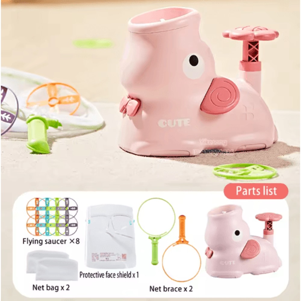 Air Rocket Flying Disc Launcher Jump Powered Outdoor Saucer Toy For Kids 1