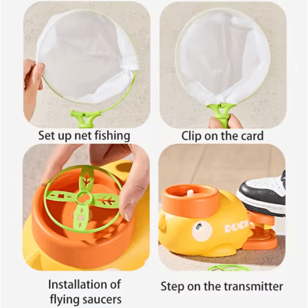 Air Rocket Flying Disc Launcher Jump Powered Outdoor Saucer Toy For Kids 6