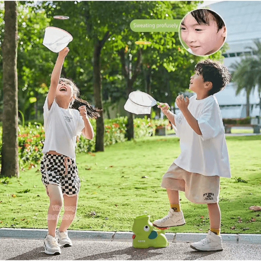 Air Rocket Flying Disc Launcher Jump Powered Outdoor Saucer Toy For Kids 10