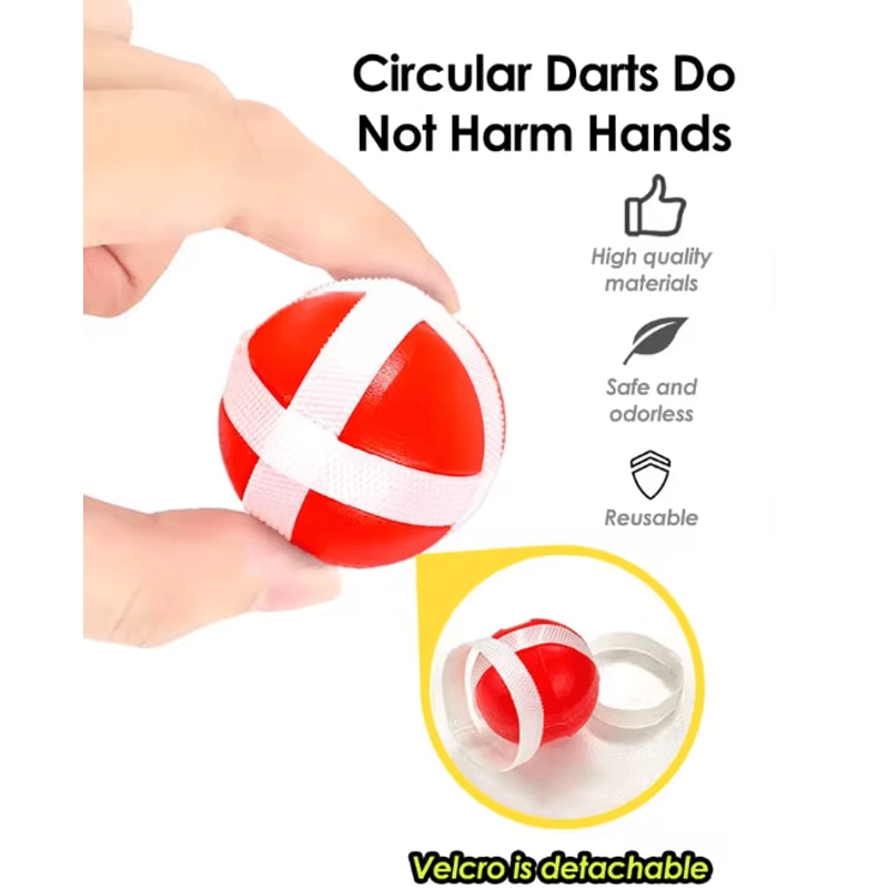 Montessori Sticky Ball Target Game Set Slingshot Dartboard Basketball Training Toy For Kids 6