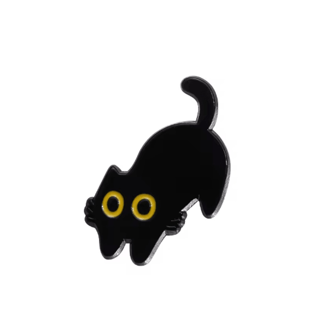 Cute Black Cat Brooch Pin Big Eyes Metal Badge For Bags Outfits 3