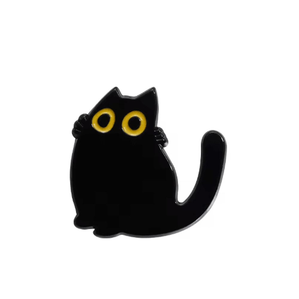 Cute Black Cat Brooch Pin Big Eyes Metal Badge For Bags Outfits 4