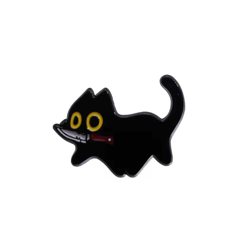 Cute Black Cat Brooch Pin Big Eyes Metal Badge For Bags Outfits 5