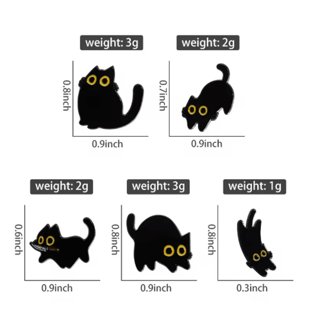 Cute Black Cat Brooch Pin Big Eyes Metal Badge For Bags Outfits 6