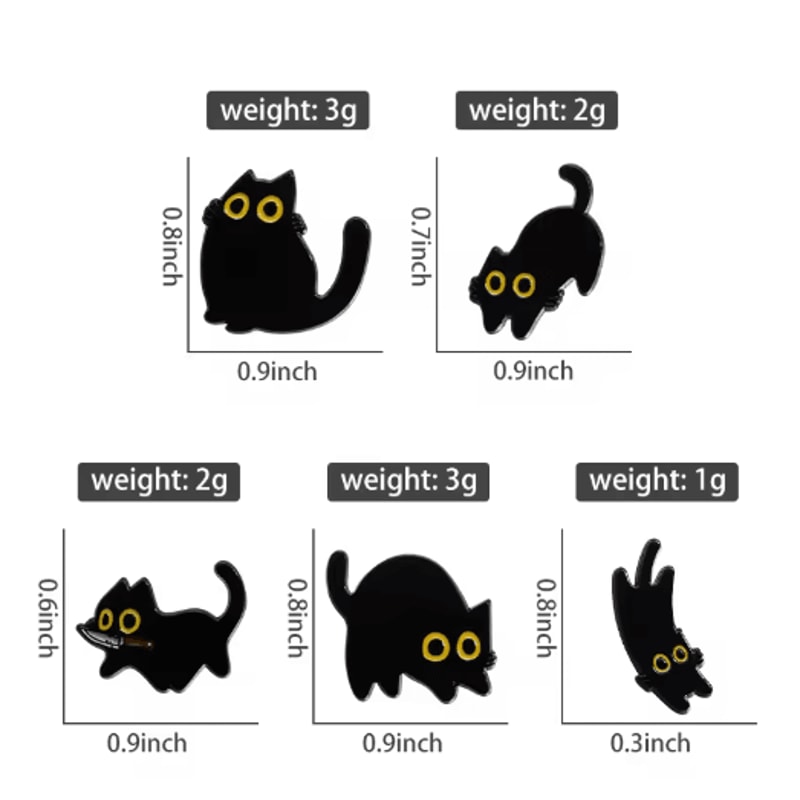Cute Black Cat Brooch Pin Big Eyes Metal Badge For Bags Outfits 6
