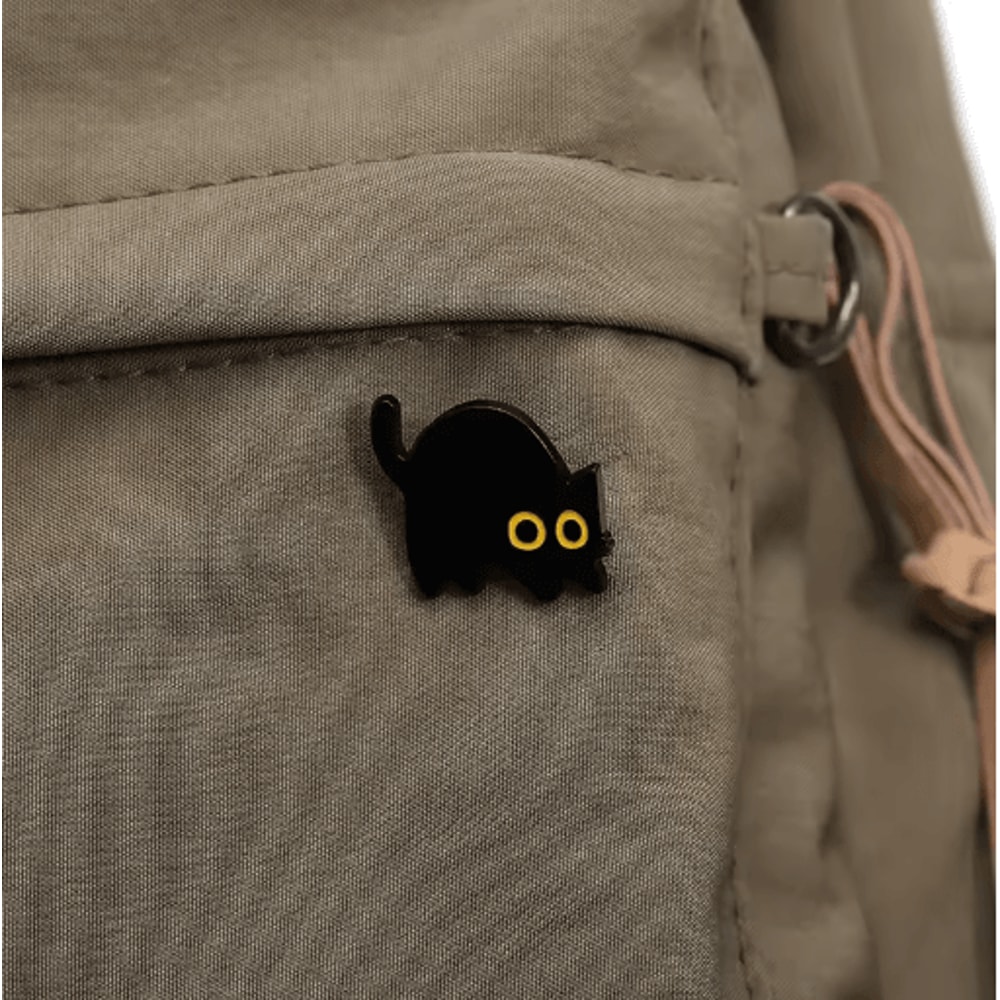 Cute Black Cat Brooch Pin Big Eyes Metal Badge For Bags Outfits 7