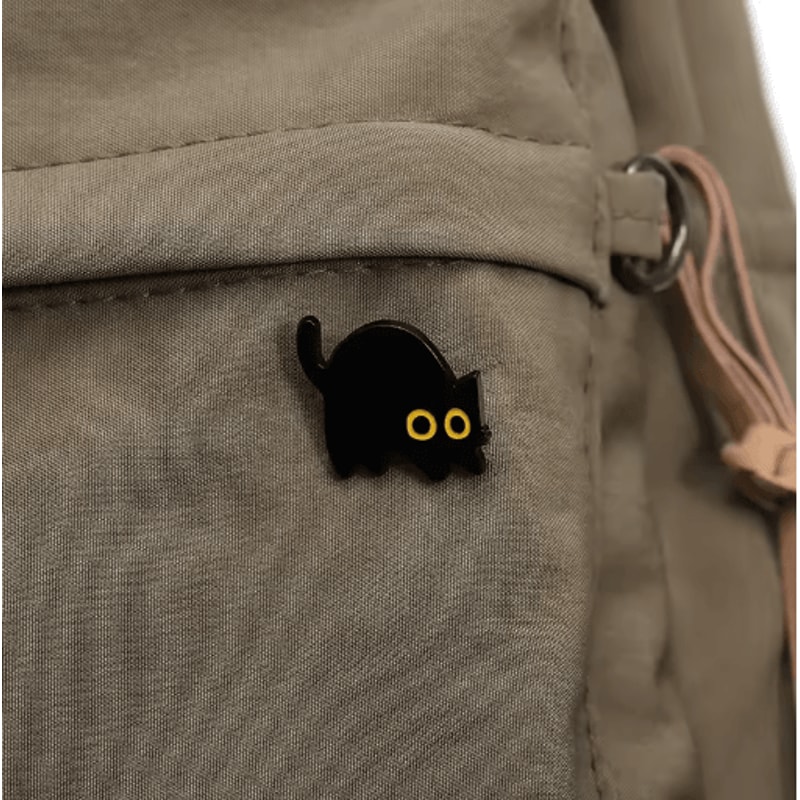 Cute Black Cat Brooch Pin Big Eyes Metal Badge For Bags Outfits 7