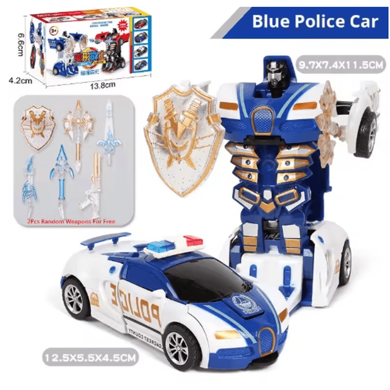 Transforming Police Car Toy For Kids Collision Deformation Inertia Action Car 1