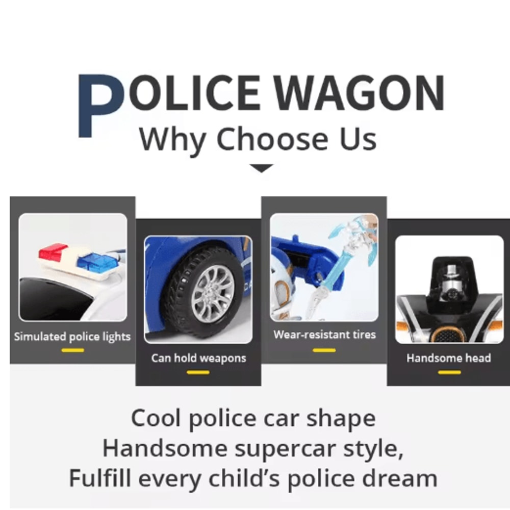 Transforming Police Car Toy For Kids Collision Deformation Inertia Action Car 5