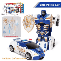 transforming police car toy for kids collision deformation inertia action car