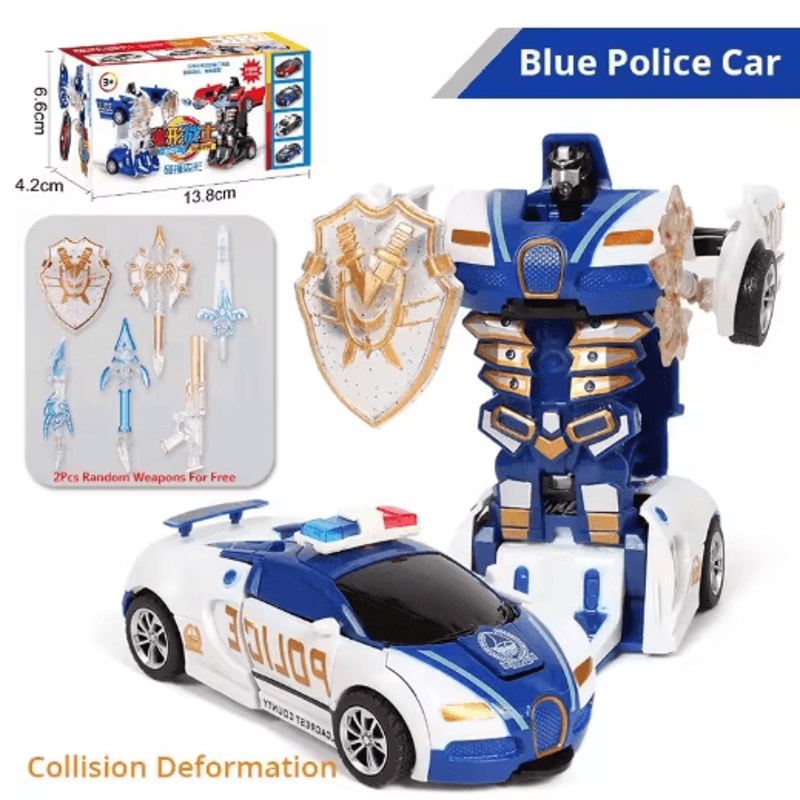 Transforming Police Car Toy For Kids Collision Deformation Inertia Action Car 0